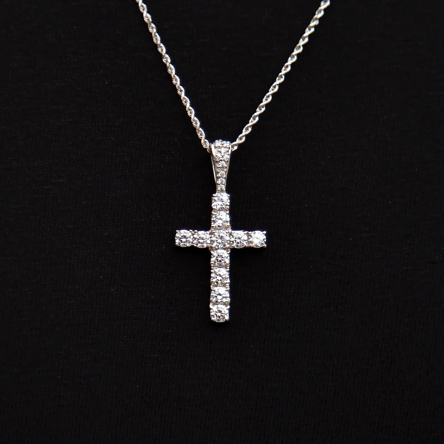 GLD Micro Diamond Cross Pendant | 14k White Gold Plated with CZ Stones Dainty Piece for Everyday Wear - Lifetime Guarantee, Perfect Gift (Chain Not Included)