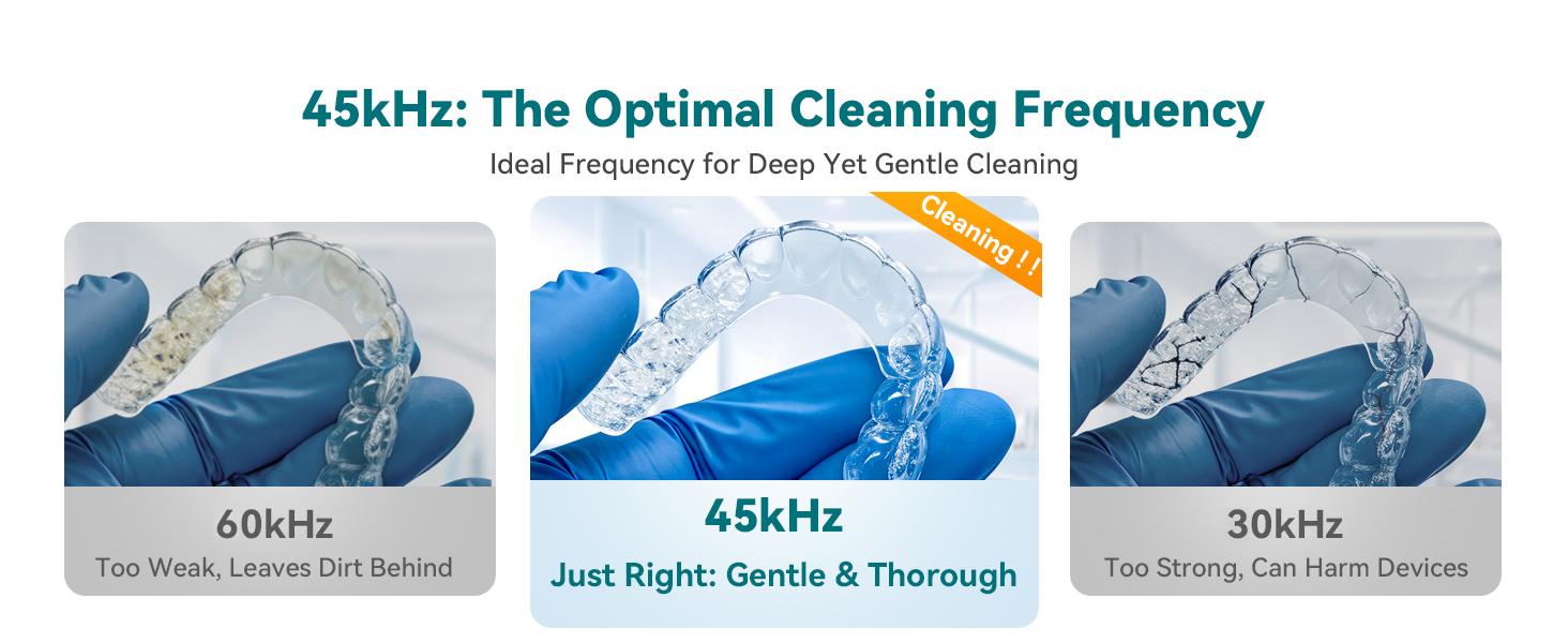 Dental Ultrasonic Retainer Cleaner Machine - 45kHz Dental Cleaning Pod with 4 Modes, Digital Timer & 200ML Capacity for Toothbrush Head & Jewelry,Denture, Mouth Guard, Aligner, Night Guard, Braces