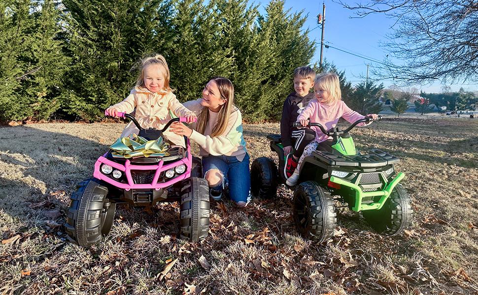 Kids ATV 4 Wheeler, 24V Electric ATV Ride On Toy for Kids 2-7 Years Old, 400W Motor, LED Lights