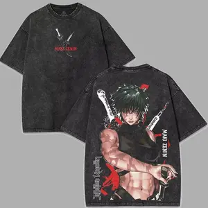 Jujutsu Kaisen Maki Zenin Acid Wash T-Shirt - Oversized Anime Graphic Tee