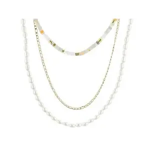 JTV Gold Tone Stainless Steel 4mm Multi-Gem Layered 16-20" Necklace