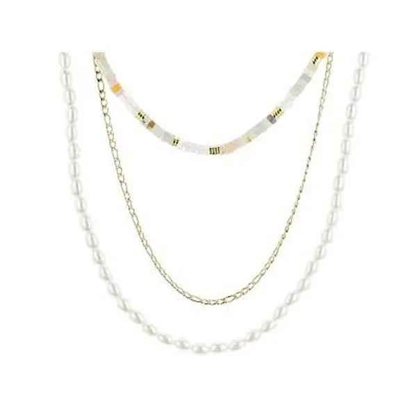 JTV Gold-Tone Stainless Steel 4mm Multi-Gemstone Layered Necklace, 16-20" Length, Gemstone Layer, Statement Necklace