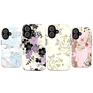 Pastel Floral Butterfly Heavy Duty Tough Phone Case for iPhone 11 12 13 14 15 16 17 Pro Max Plus
