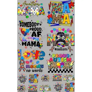 AUTISM (9) PREMADE GANGSHEET - 22X36 DTF TRANSFERS - DIRECT TO FILM