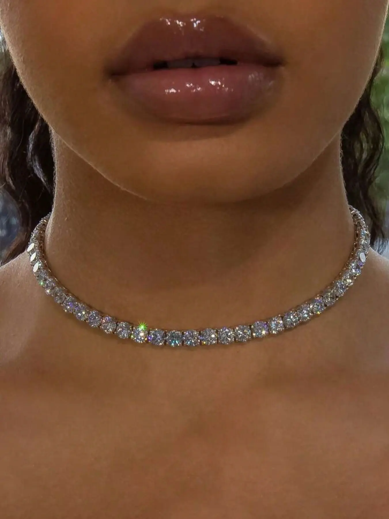 Elegant Rhinestone Decorated Bling Chain Choker Necklace for Women, Stylish Fashion Glamour Jewelry Accessory, Perfect for Any Occasion, Trendy and Chic Design, Durable Alloy, Chain Necklaces