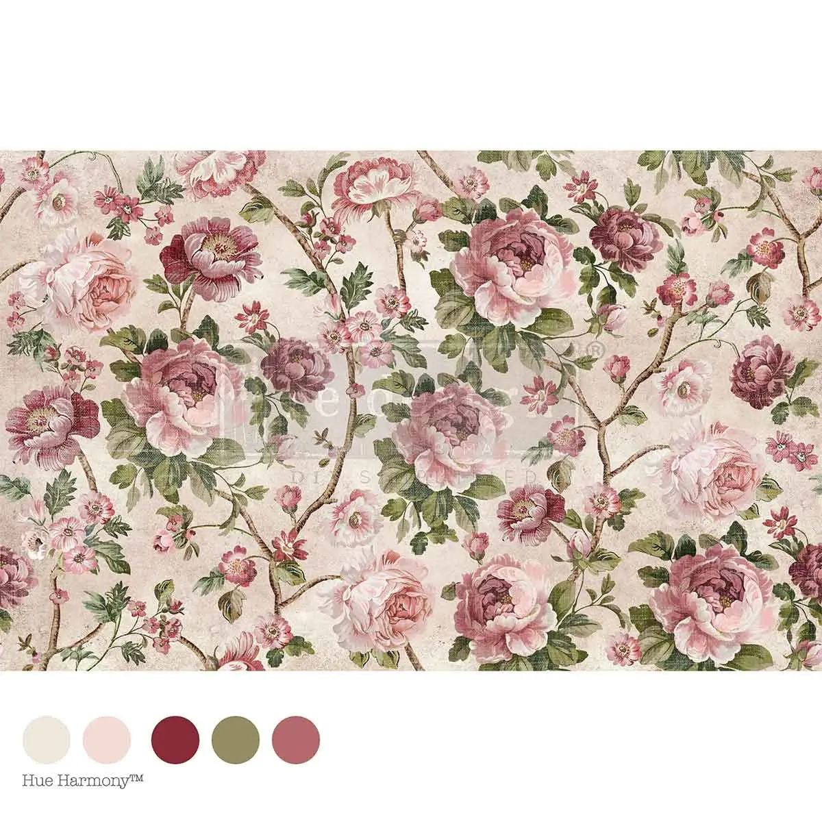 Decoupage Decor Tissue Paper Kacha - Timeless Blooms - 1 sheet, 19.5"x30"