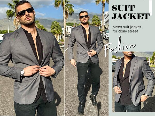 COOFANDY Mens Sport Coat Casual Blazer One Button Business Suit Jacket Classic Menswear Fashion Outfit Vneck Long Sleeve