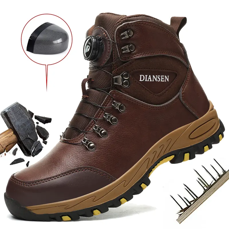 Work Boots Indestructible Safety Shoes Men Steel Toe Shoes Puncture-Proof Sneakers Non Slip Work Shoes New Fashion Rotary Buckle Protective Boots Construction Work Shoes,shoes for back to school,back to school shoes