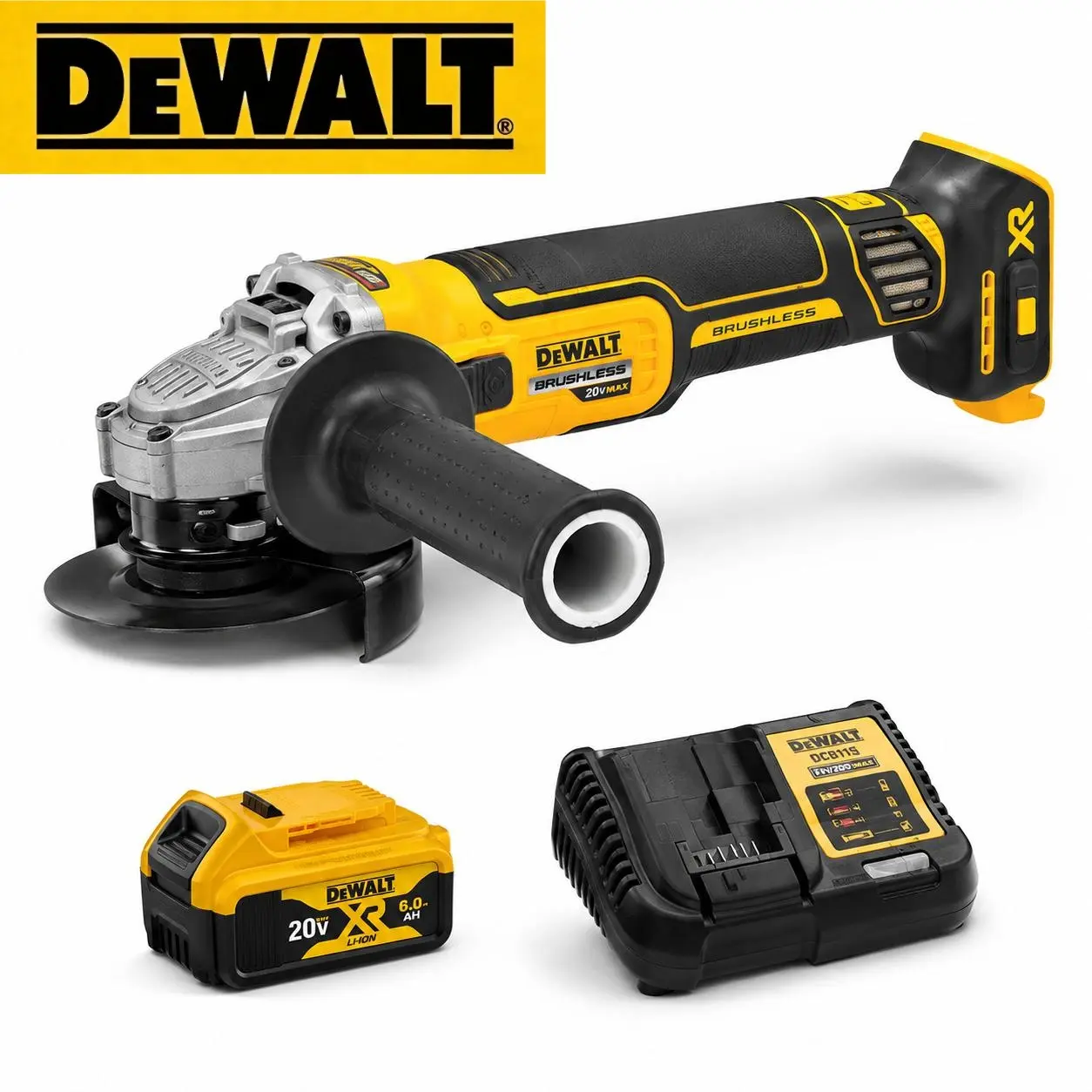 DEWALT 20V XR Brushless 414 125mm Cordless Angle Grinder Kit - Rechargeable Grinding & Cut-Off Tool with Charger for Metal Fabrication, Surface Preparation (Heavy-Duty Power Tool), Rechargeable Grinding Tool, Cordless Angle Grinders