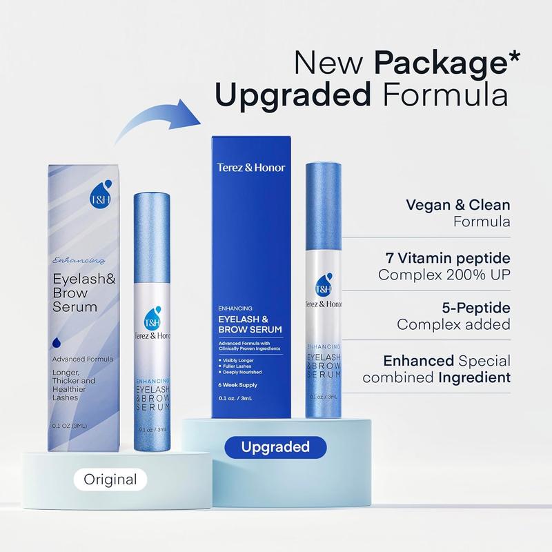 Terez & Honor Advanced Eyelash Serum for Thicker, Longer, Fuller Eyelashes and Eyebrows - Grow Luscious Lashes with Brow Enhancer