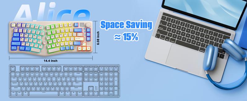 HOT LEOBOG Alice A75 Ergonomic Keyboard, Wireless Mechanical Gaming Keyboard Tri-Mode BT5.0/2.4G/Wired with Joystick and Knob, 75% Layout RGB Backlit Gasket Hot Swappable Linear Switches for Win Mac PC