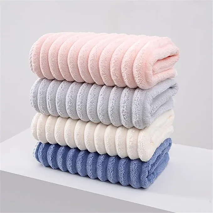 Peryiter 4 Pcs Microfiber Bath Towels 27.6 x 55 Inch Large Colorful Sheets Set with Loop Soft Absorbent Quick Dry Plush Bathroom Towel for Adults Dorm Spa Gym Travel(Pink, Blue, White, Gray)