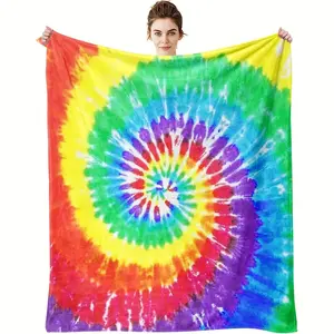 Gift for Friends Blanket Tie-Dye Rainbow Gift Blanket Soft Flannel Sofa Blanket TV Blanket One