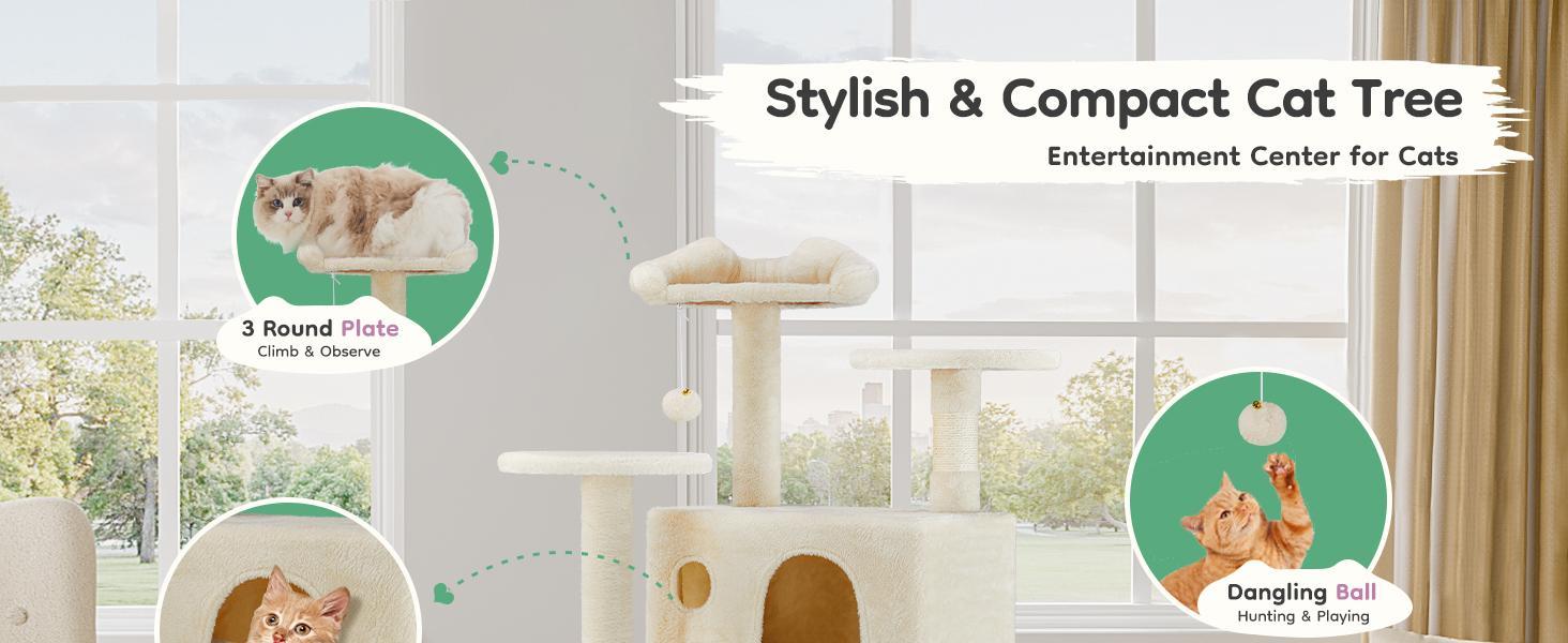 Cat Tree Tower for Indoor Cats, 54in Tall Multi-Level Pet Furniture, Stable Kitty Play House with Sisal Scratching Post, Large Condo, Climbing Ladder, Plush Toy for Kitten cat treehouse Cat Tree Tower for Indoor Cats, 54in Tall Multi-Level Pet Furniture, Stable Kitty Play House with Sisal Scratching Post, Large Condo, Climbing Ladder, Plush Toy for Kitten cat treehouse
