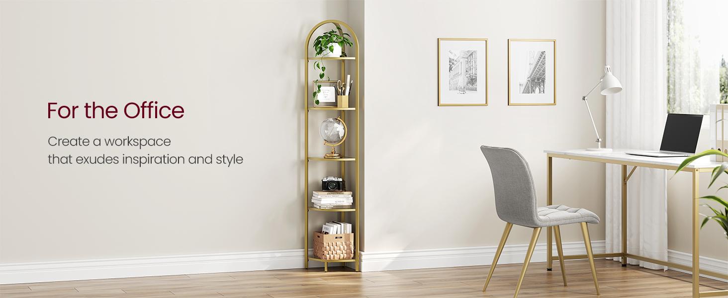 SONGMICS  5-Tier Corner Shelf Stand, Corner Bookshelf, Bathroom Organizer, Plant Stand, Tempered Glass