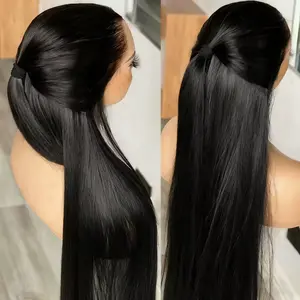 Leniku Hair  30 32 Inch Bone Straight 13x6 HD Lace Frontal Wigs Pre Plucked Brazilian Transparent  13x4 Lace Front Human Hair For Black Women 180 Density
