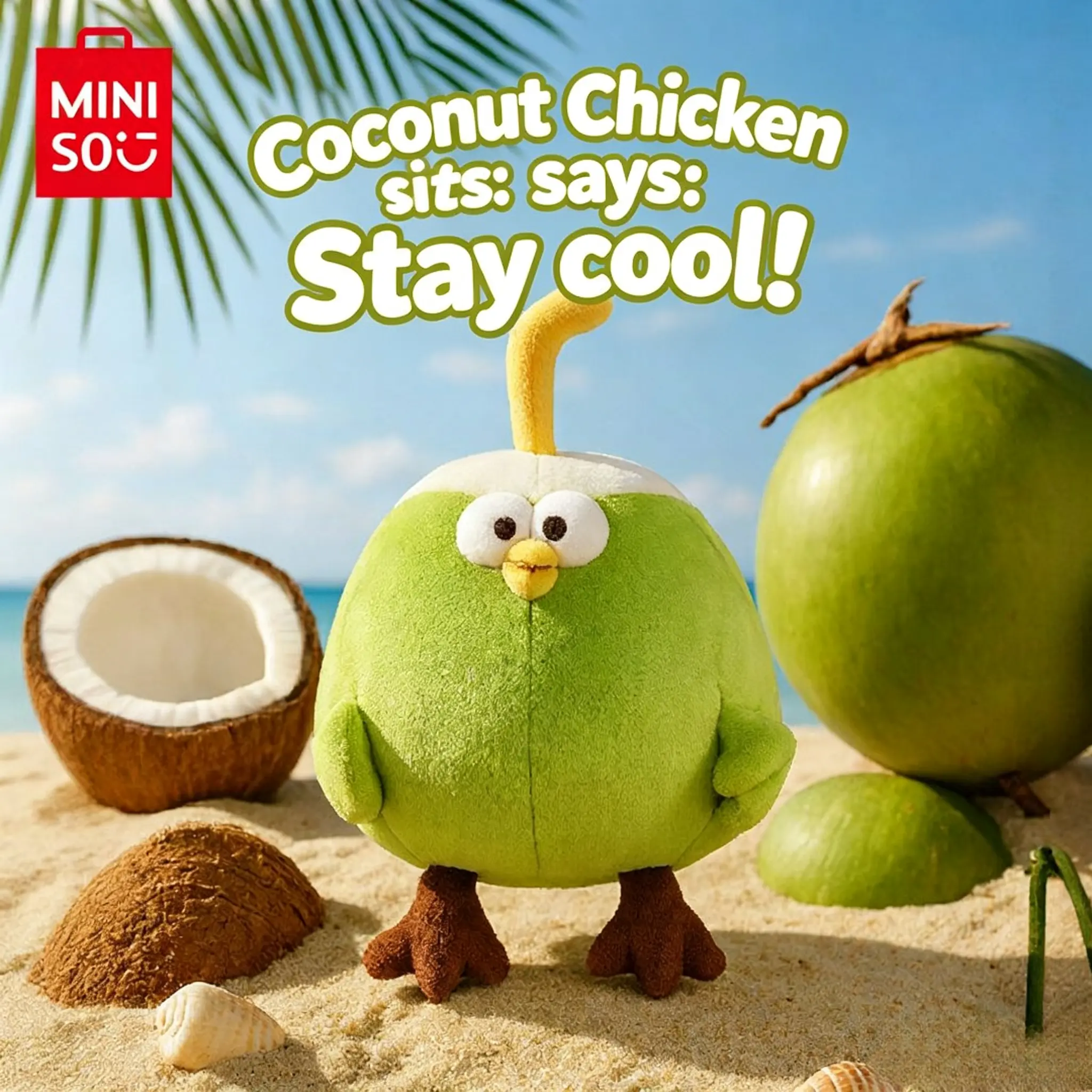 MINISO Dunde Coconut Chicken Polyester Plush Doll - Cute Stuffed Animal, Soft Cuddly Gift, Unisex Toy for 12+ Years Old, Ideal Birthday/Back to School Stuffed Animal Gifts, Cute Stuffed Animals