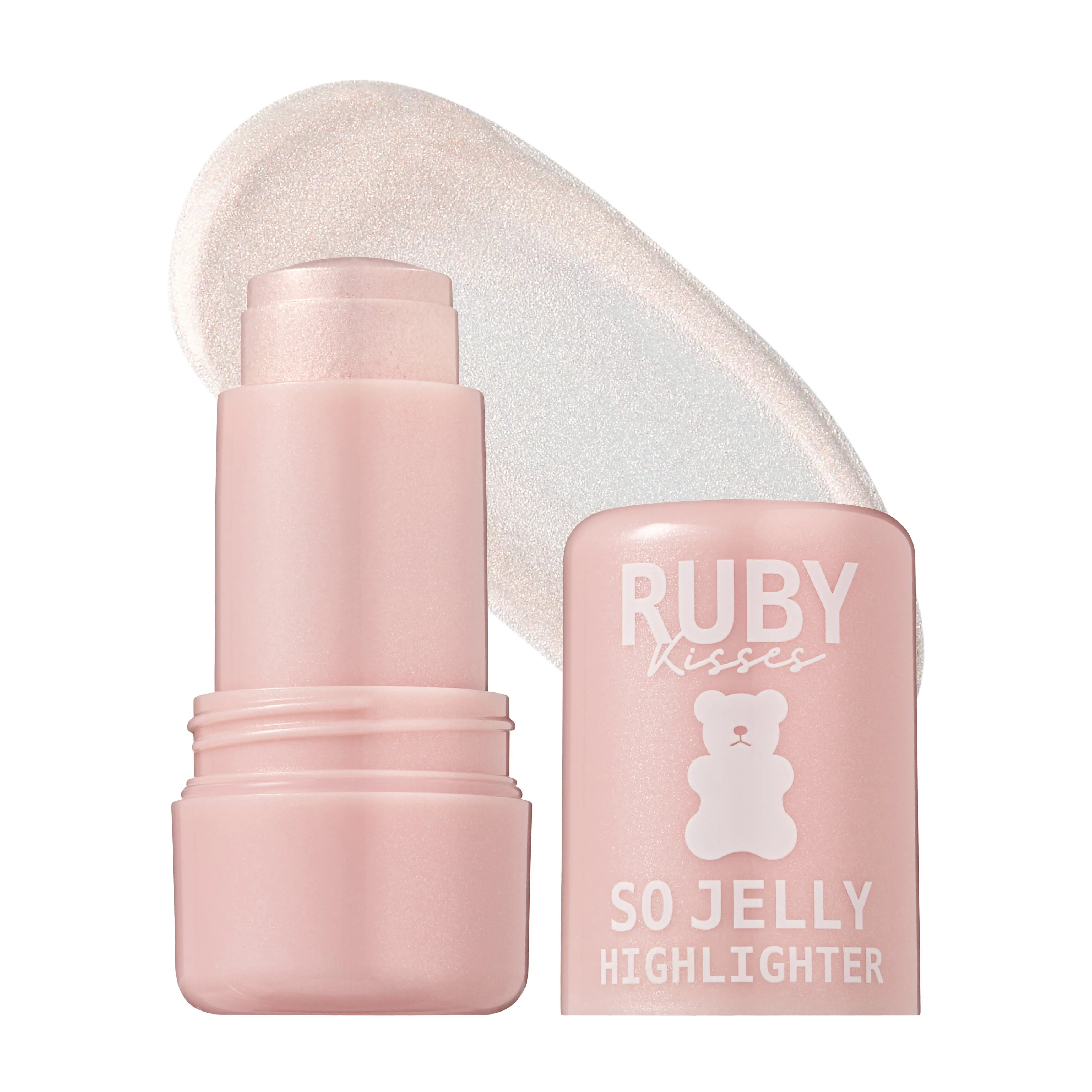 Ruby Kisses So Jelly Highlighter Stick - Cooling Bouncy Gel, Buildable Long-Lasting Shimmer, Transfer & Crease Resistant Formula with Niacinamide & Ceramides