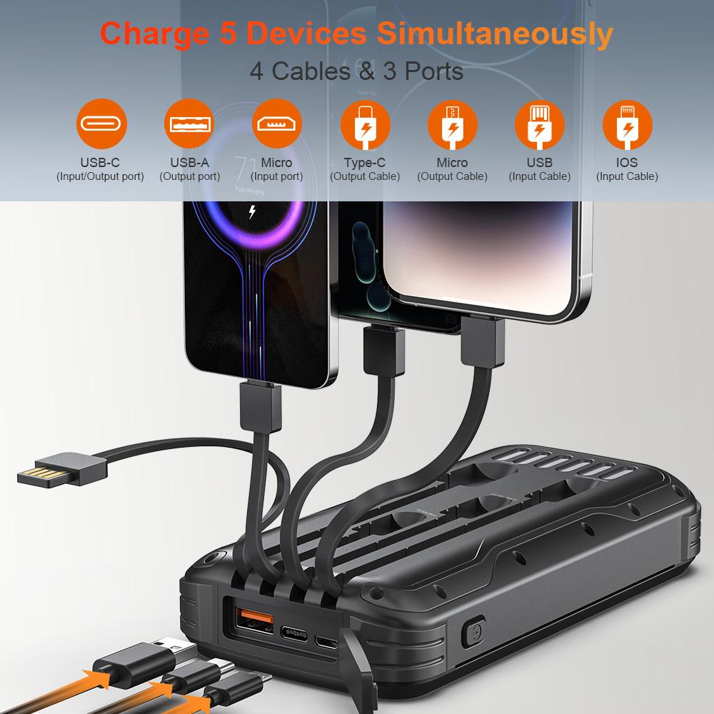 Portable 40000mAh Solar Power Bank with Built-in Flashlight 4