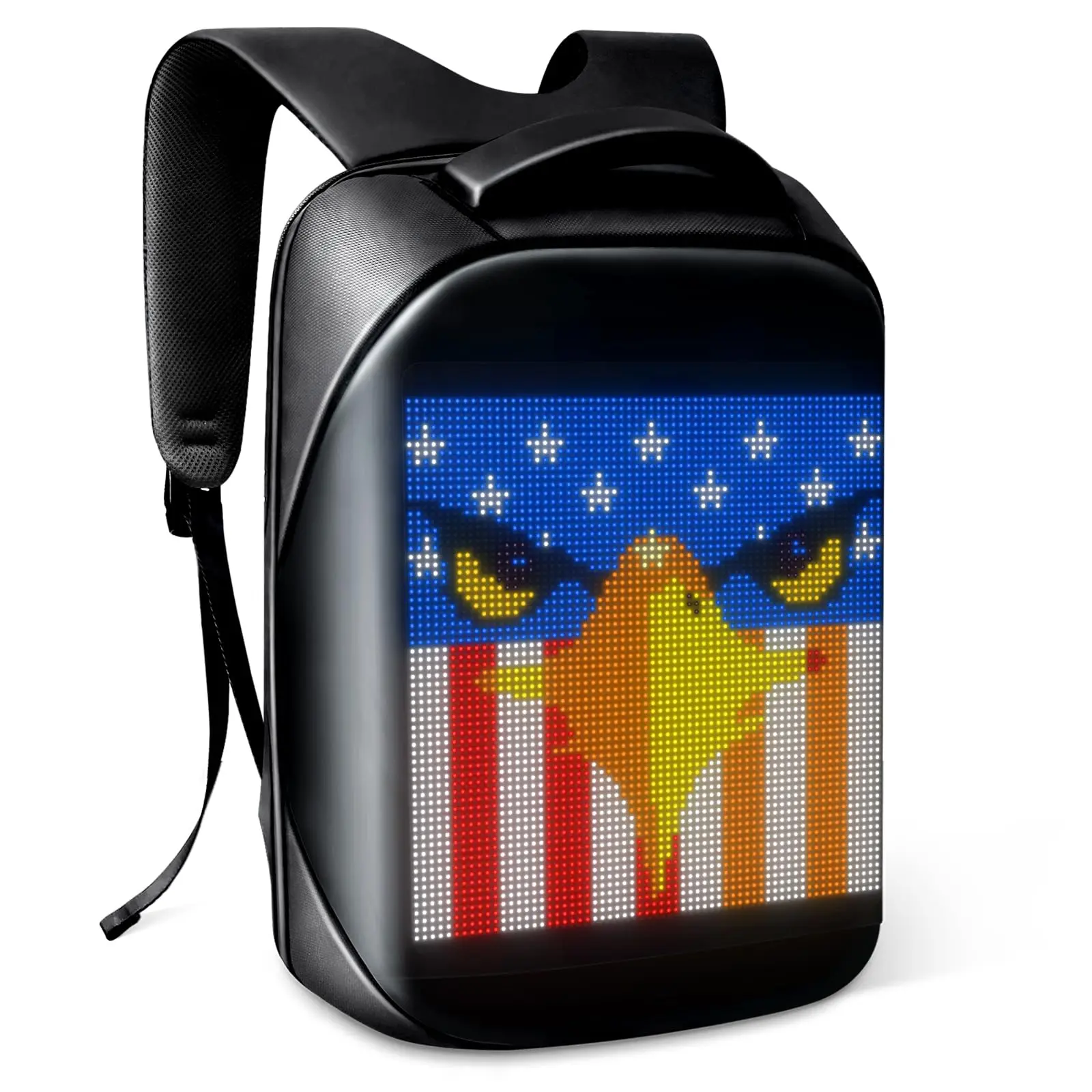 SCITOO LED Laptop Backpack, Waterproof PU Randoseru Style with Customizable Billboard Display, WiFi App Control for DIY Graffiti Text & GIFs, Fits 15.6 Inch Laptop, Waterproof Laptop Bag, Led Display
