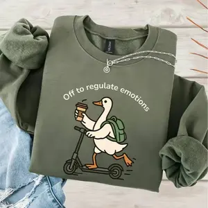 Off to Regulate Emotions Sweatshirt, Mental Health Pullover, Counselor Gift, SEL Therapist Crewneck, Funny Goose Teacher Sweater