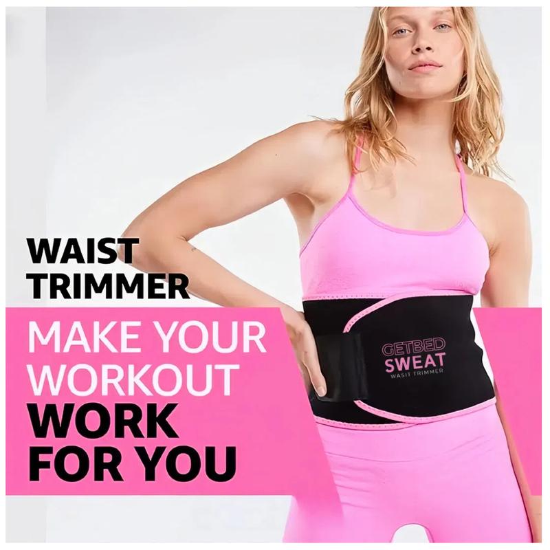 GETBED Classic Sweat Waist Trimmer for Women & Men Black/Pink CR Neoprene with Neo-Sweat Technology for High Intensity Training Gym Workouts Fitness Layer Waist Trainer Belt Exercise Waistband 2 Adjustable Sizes Choose Color