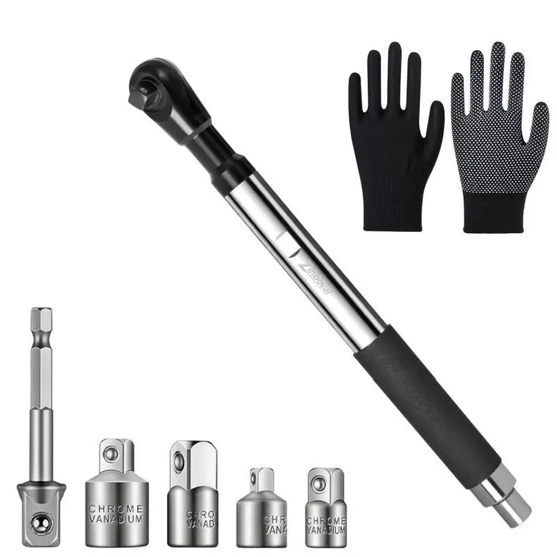 1/2" Offset Extension Wrench Set - Offset Wrenches with 4 Socket Adapters, Drill Adapter, Rubber Grip for Tight-Space Bolt Fastening, Ideal for Mechanic Engine Bays, Plumbing Repairs (Tools and Gadgets), Bolts