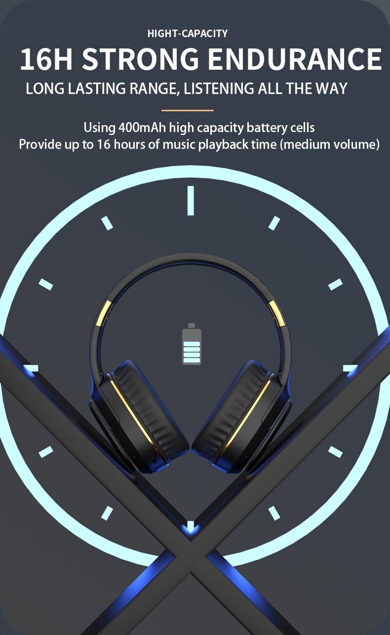 YANUAIA Bluetooth of headphones RGB Wireless Headsets With LED Lights,HiFi Bass Headsets,Mobile And Portable Outdoor Sports Headsets,Wireless Transmission,Multi-Function Headsets Support FM Radio,TF Card Playback,USB Flash Drive Reading, Gifts