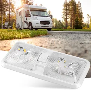 12V RV LED Interior Ceiling Light – 24 or 48 LED Chips, Dimmable Dome Light Fixture for Camper Trailer Motorhome – Easy Replacement