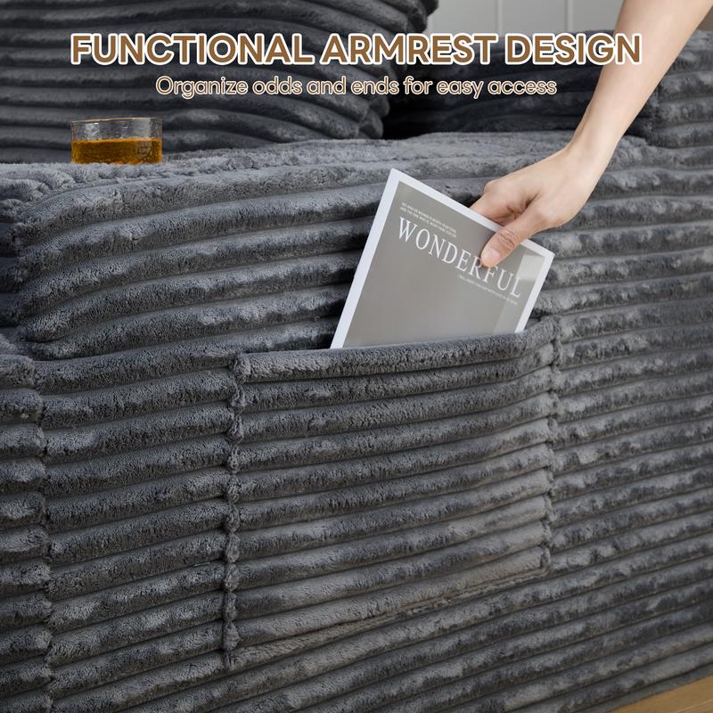 LIKIMIO 49" Oversized Chaise Lounge Sofa Bed with 2 Cup Holders & Storage Pocket - Plush Corduroy Upholstered, No Assembly Cloud Couch for Living Room, Bedroom, or Reading Nook LIKIMIO 49" Oversized Chaise Lounge Sofa Bed with 2 Cup Holders & Storage Pocket - Plush Corduroy Upholstered, No Assembly Cloud Couch for Living Room, Bedroom, or Reading Nook