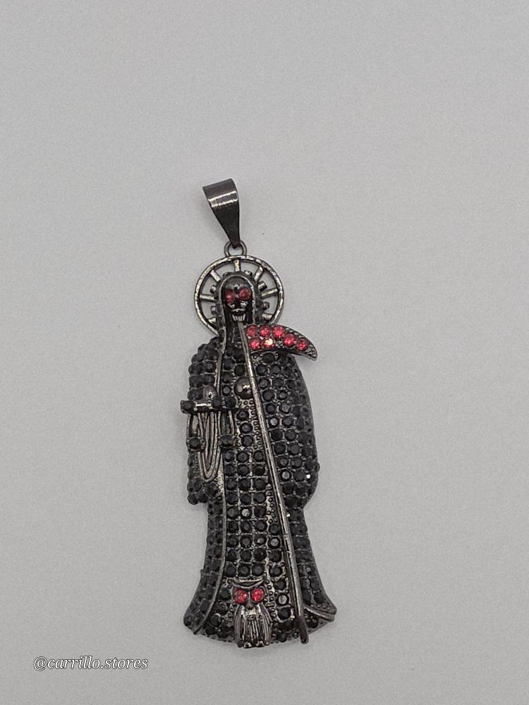 THE GRIM REAPER/La Santa Muerte fashion pendant gold-plated black color 3"inches NO CHAIN Bladenecklace Rhinestone Decor Charm Rhinestone Decor Cross