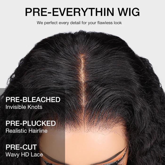Pizazz Hair Water Wave Pre Cut Lace Pre Bleached Knots 8x5 HD Glueless Wigs Human Hair Wigs