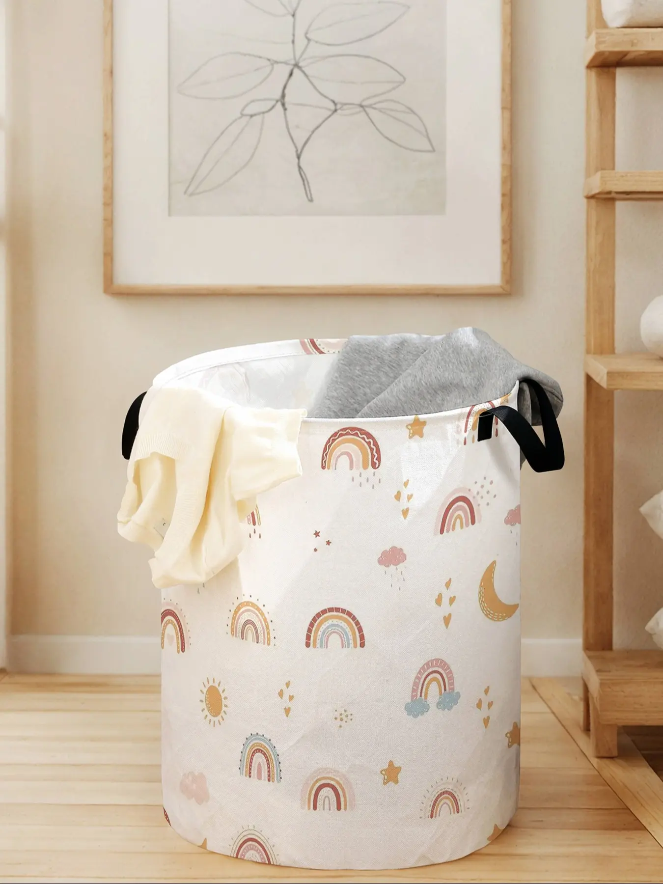 Rainbow Print Laundry Basket with Handle, Laundry Hamper, Durable Foldable Clothes Storage Bin, Clothes Baskets, Large Capacity Toy Organizer for Home Use