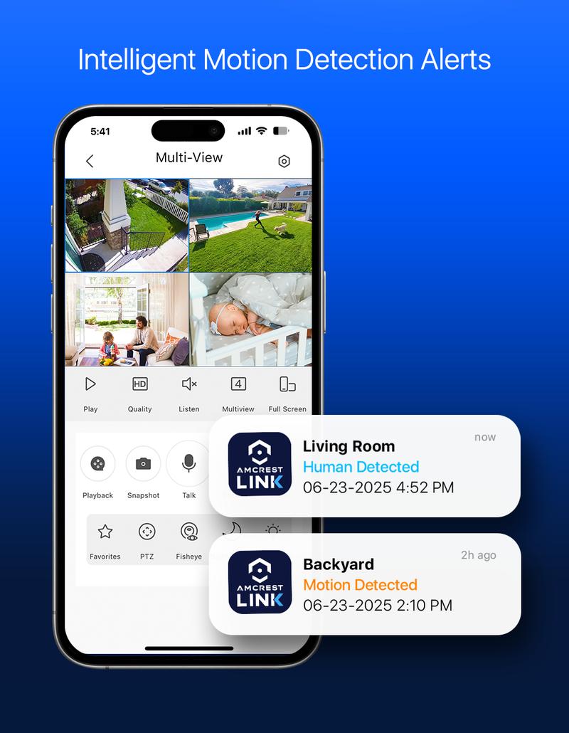 Amcrest Link 4MP WiFi Camera AL-P401W with Human Detection, Motion-Tracking, 2-Way Audio, 30ft Night Vision, Built-in Siren, Safety Monitoring