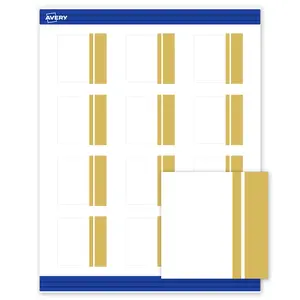 Avery Printable Square Cards, 2" x 2", Matte White, Pre-printed Double Dipped Gold Edge Design, Sure Feed Technology, Laser & Inkjet Compatible, 240 Total