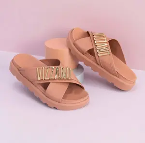 Vizzano Women's Sandals - Elegant Flat Sandals with Modern Gold Detail for Everyday Wear Comfortable Soft Sole Walking Shoes - Summer