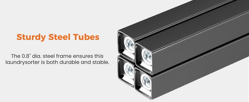 Laundry Hamper, Laundry Sorter with Shelf, Clothes Basket Organizer with 2 Pull-Out and Removable Bags, Movable Wheels for Laundry Room Bathroom Bedroom, 2 × 11.2 Gal (85L), Metal Frame, Black