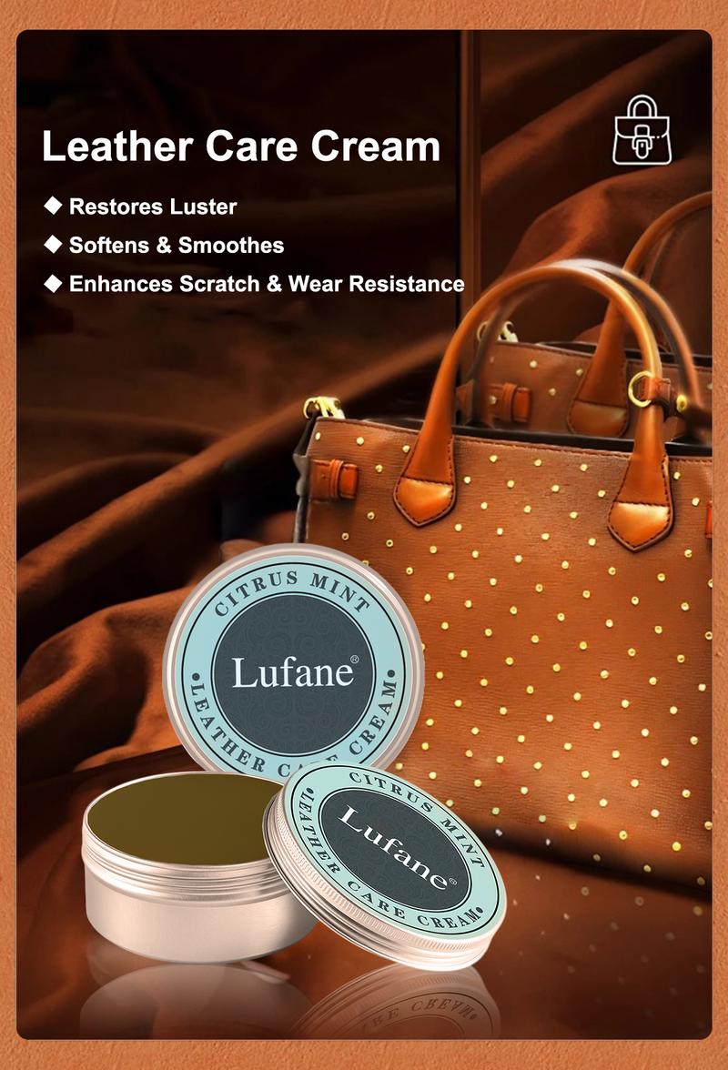 Lufane Furniture Care  Cream - All-Natural, Non-ToxicLeather Conditioner - Waterproof Formula. Repairsgenuine leather sofas, car leather seats, office leatherchairs, home leather chairs, shoes, wallets, jackets,handbags, and equestrian equipment.