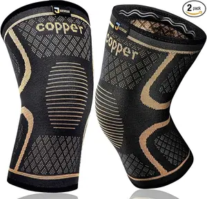 Copper Knee Braces for Men and Women (2 pack) -Knee Supports Copper Compression Knee Sleeve for Knee Pain, Arthritis, Running,Sports and Recovery Support (Medium)
