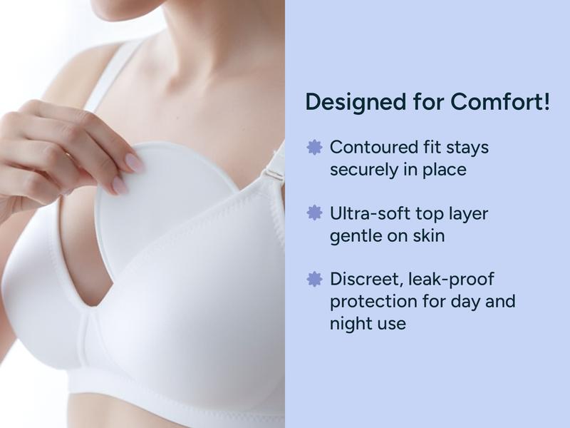 NintaraBaby Reusable Nursing Pads – 4-Layer Organic Bamboo Cotton, Ultra-Soft, Absorbent & Leak-Proof, Contoured Comfort Fit, with Laundry Bag