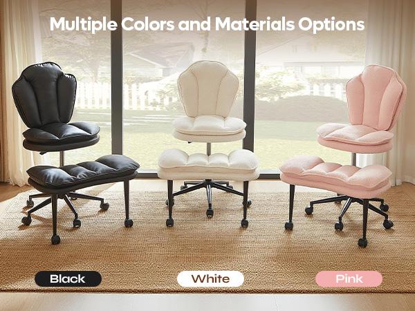 Pinmoco Cloudy Ergonomic Cross Legged Swivel Chair - Adjustable Height, Teddy Fabric, Cloud Comfort Pet-Friendly Desk Chair with Full Lumbar Support, Extra Wide Seat, Versatile for Home & Office Use