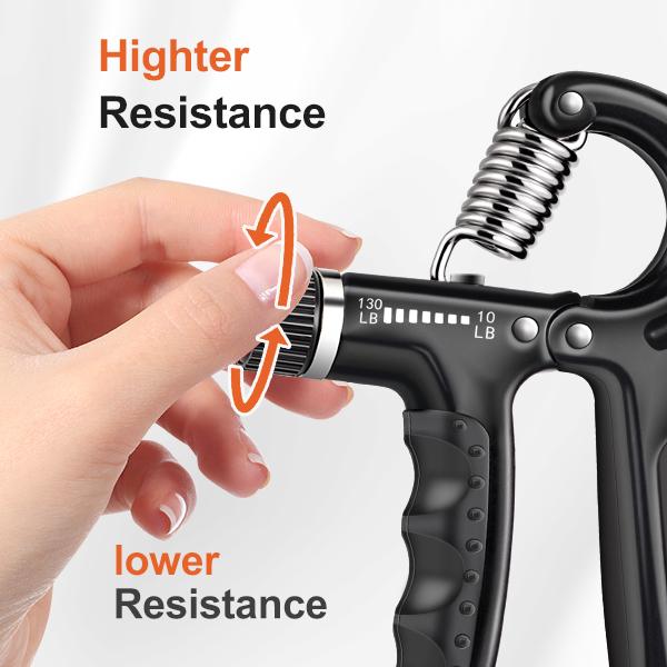 PASSBYE Grip Strength Trainer Kit (5 Pack) With Finger Exerciser, Hand Gripper (10-132lbs), Stress Ball, Hand Strength Ring, and More - Ideal for Hand Therapy and Rehabilitation