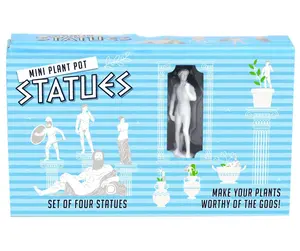 4pk Mini Plant Pot Greek Roman Gods Fighting Statues - Garden Planter Markers