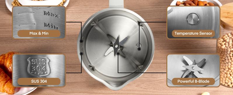 FOHERE 8 in 1 Nut Milk Maker Machine, 35oz Soy Milk Maker with 8 Upgraded Blades for Homemade Almond, Oat, Soy, Juice, Plant Milk, Delay Start/Self Cleaning/Keep Warm/Boiling Water FOHERE 8 in 1 Nut Milk Maker Machine, 35oz Soy Milk Maker with 8 Upgraded Blades for Homemade Almond, Oat, Soy, Juice, Plant Milk, Delay Start/Self Cleaning/Keep Warm/Boiling Water