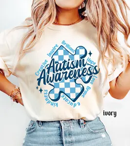 Autism Awareness T-Shirt, In April We Wear Blue Special Education Teacher Shirt, Aura Of Blue Embrace Nuerodiversity Tee