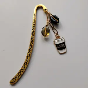 Coffee Hook Bookmark Handmade by me With Bean Beads Lettering