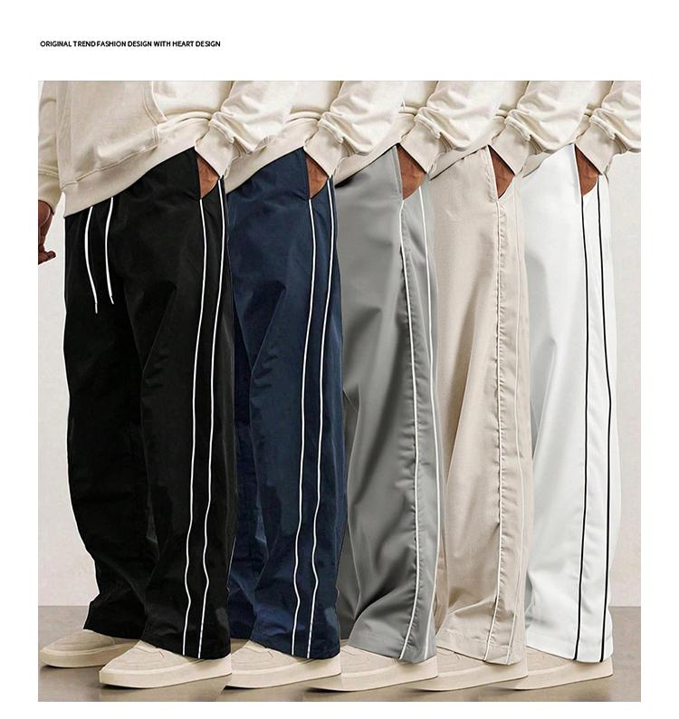 5-Pack Men’s Straight-Leg Striped Casual Pants for Spring/Autumn, Trendy High-Street Versatile Athletic Joggers for Summer