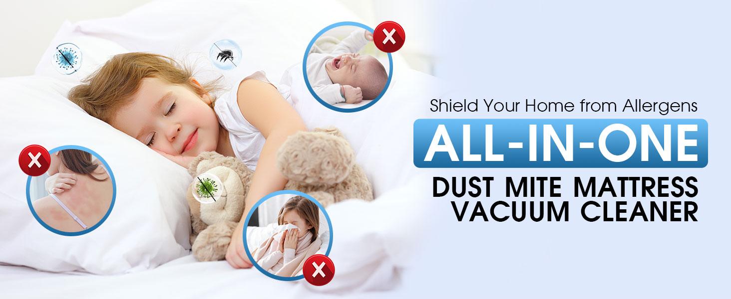 Belife M8 Mattress Vacuum Cleaner, Anti-allergen Dust Mite Bed Vacuum Cleaner with Safe UV Function & Hot Air & High Heating, 550W 18Kpa Powerful Suction Double-Cup Handheld Vacuum for Bed, Couch, Sofa, Corded