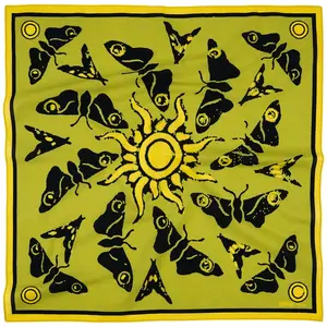 24'' Cotton Bandana with Sun and Moth Print – Nature-Inspired Headwear for Men and Women – Multi-Purpose Use for Outdoors, Travel, Gift