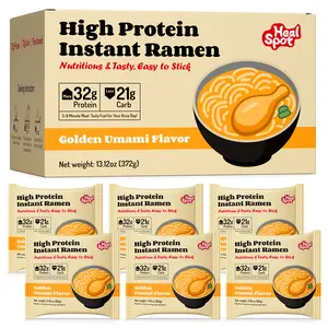 Healspot High-Protein Instant Ramen – Golden Umami Flavor, 6-Pack, Non-Fried Plant-Based Noodles with Broth, 32g Protein, Low Fat, Low Carb, Non-GMO